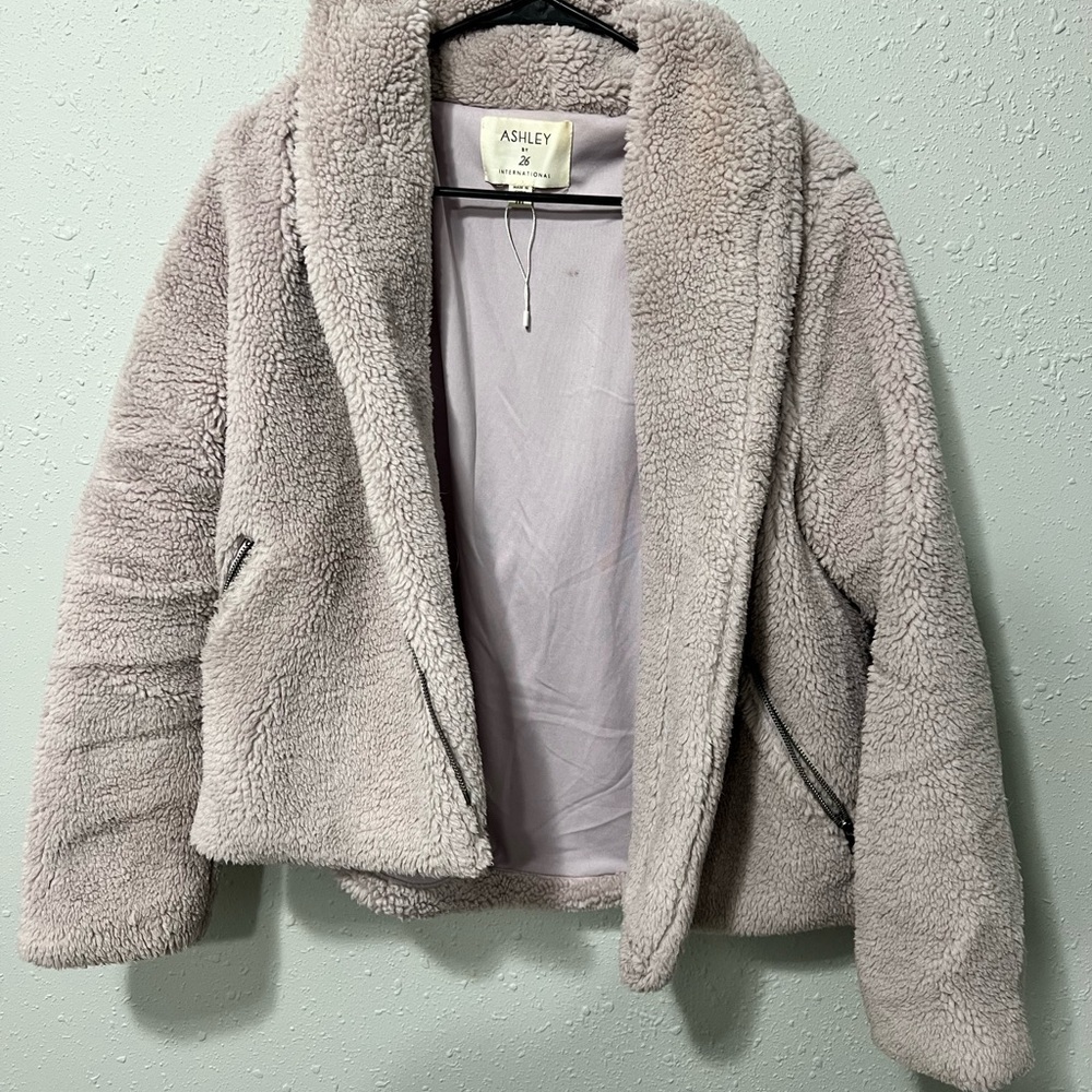 Ashley By 26 International Gray Teddy Jacket Cozy Sherpa Style